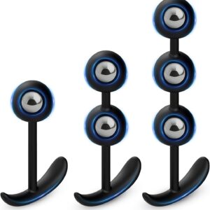 BDSMYEE 3-Piece Silicone Balls Set, Beads Plugs with Built-in Steel Ball, Stretcher Chain G-Spot Stimulator Toys for Couples Extreme Sex