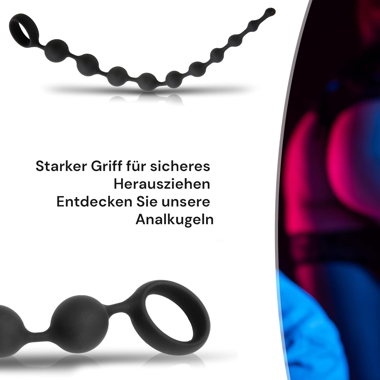 Fops A101 Necklace with 10 Beads (35 cm) - Diameter up to 2.8 cm - High-Quality Silicone - Flexible and Waterproof - Ergonomic Handle - Beads for Men and Women – Bild 4
