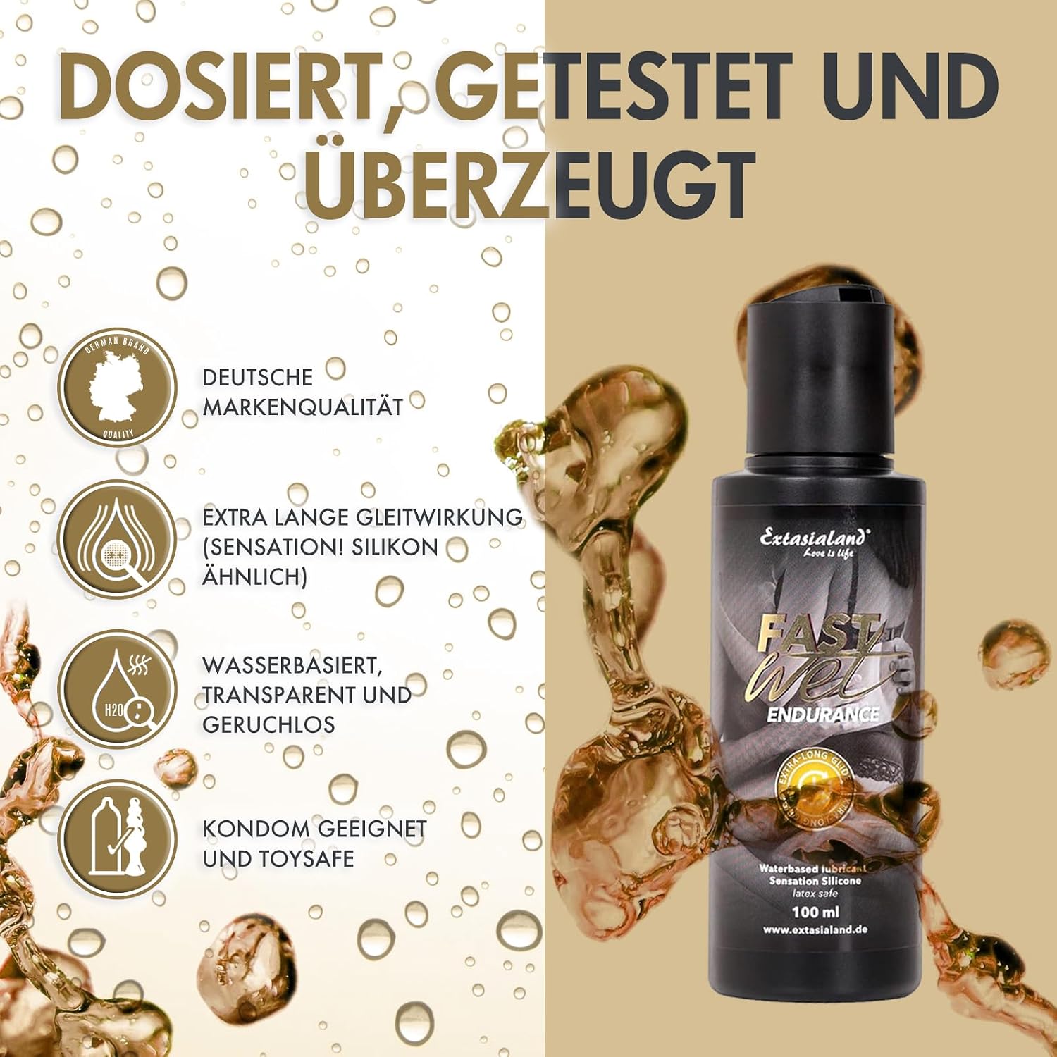 Endurance Water-Based Lubricant 100 ml - Extra Long Glide Lubricant & Massage Oil 2-in-1 Water-Based Lubricant Gel – Bild 3