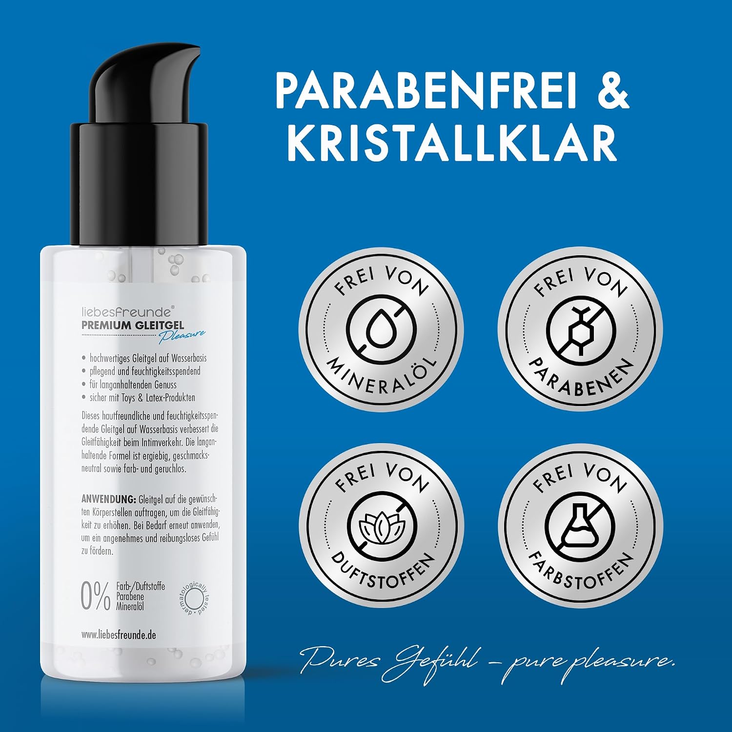 Liebesfreunde Water-Based Premium Gel Lubricant - Pure Moisture Without Parabens, Water-Based Lubricant, 100 ml – Bild 4