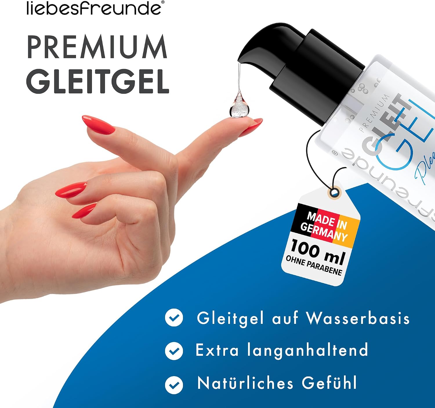 Liebesfreunde Water-Based Premium Gel Lubricant - Pure Moisture Without Parabens, Water-Based Lubricant, 100 ml – Bild 2