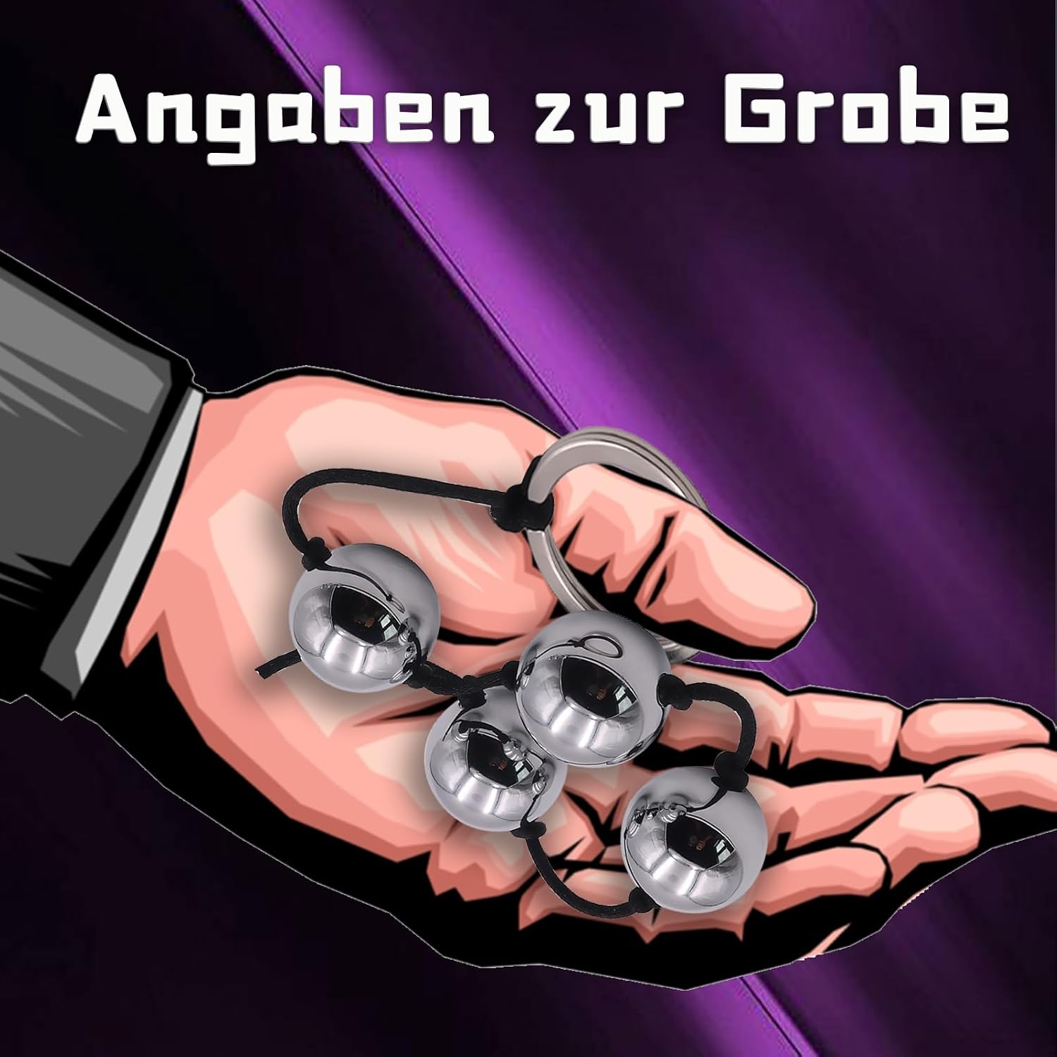 Metal Balls Love Balls Chain 30 mm Metal for Beginners Fetish | Metal balls with 4 sex balls and silicone rope. Ideal for training & stimulation. For men and women. – Bild 5