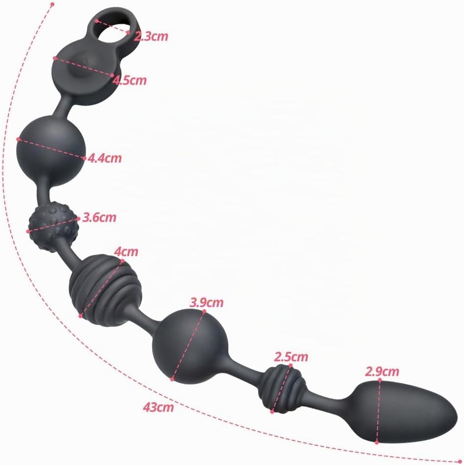 Silicone Balls Vibrator with 10 Vibration Modes and 3 Motors 6 Balls Chain Vibrator G-Spot Prostate Stimulator Plugs Beads Vibrators for Men Women Couples Anus Butt Plug (L) – Bild 2