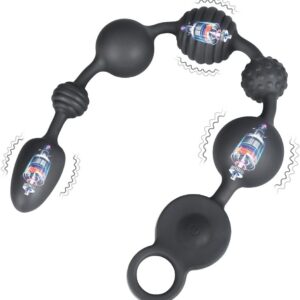 Silicone Balls Vibrator with 10 Vibration Modes and 3 Motors 6 Balls Chain Vibrator G-Spot Prostate Stimulator Plugs Beads Vibrators for Men Women Couples Anus Butt Plug (L)