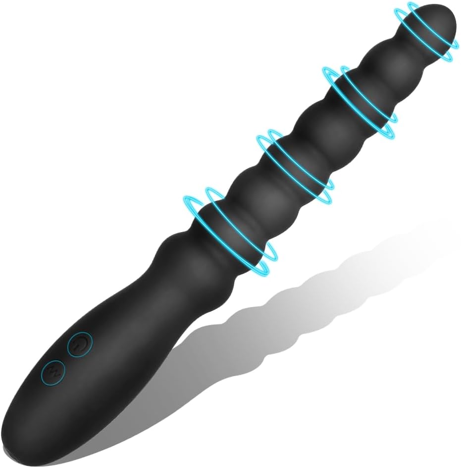 Vibrating Bead Toy for Men and Women, Couples, Rechargeable Vibrator, Waterproof G-Spot Stimulator, Male Prostate Massager, Gradient Silicone Dildo for Beginners