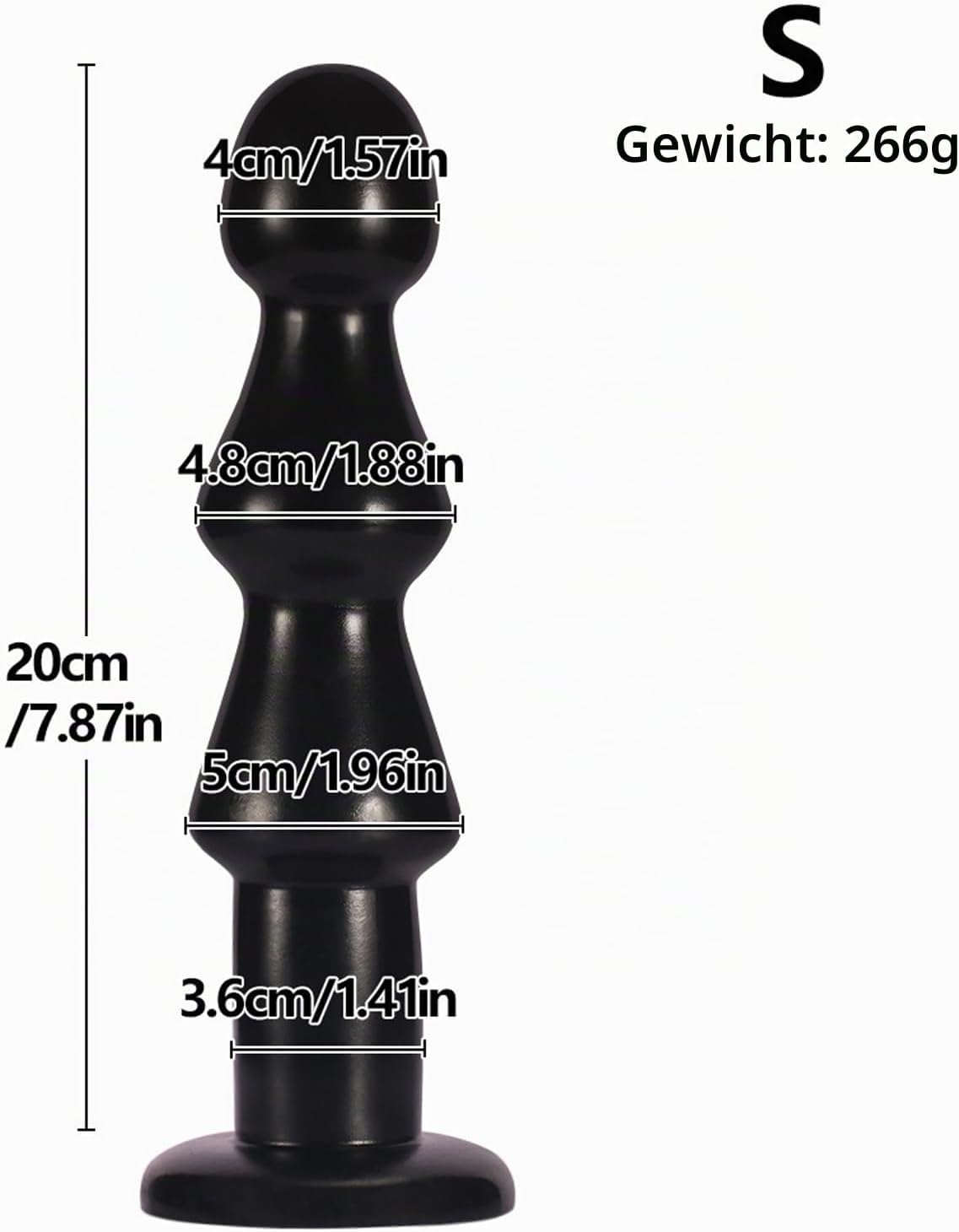 BDSMYOU 3.0 Balls Dildo, 200 mm Extra Thick Plug Dildos with 3 Beads, Plug for Women Men XXL, Giant Dildo Large Butt Plug Shower Stretcher, Sex Toy for Couples (S) – Bild 6