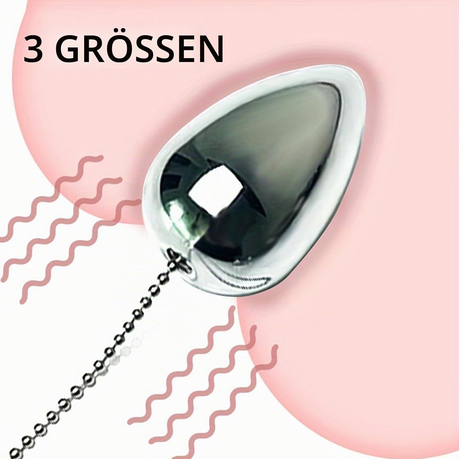 Plug Stainless Steel with Chain 3 Sizes Stretcher Set Made of Metal - Smooth Balls Dilators Dildo Ball Butt Plug Hook for Men Women Couples SM Sex Toy (M) – Bild 6