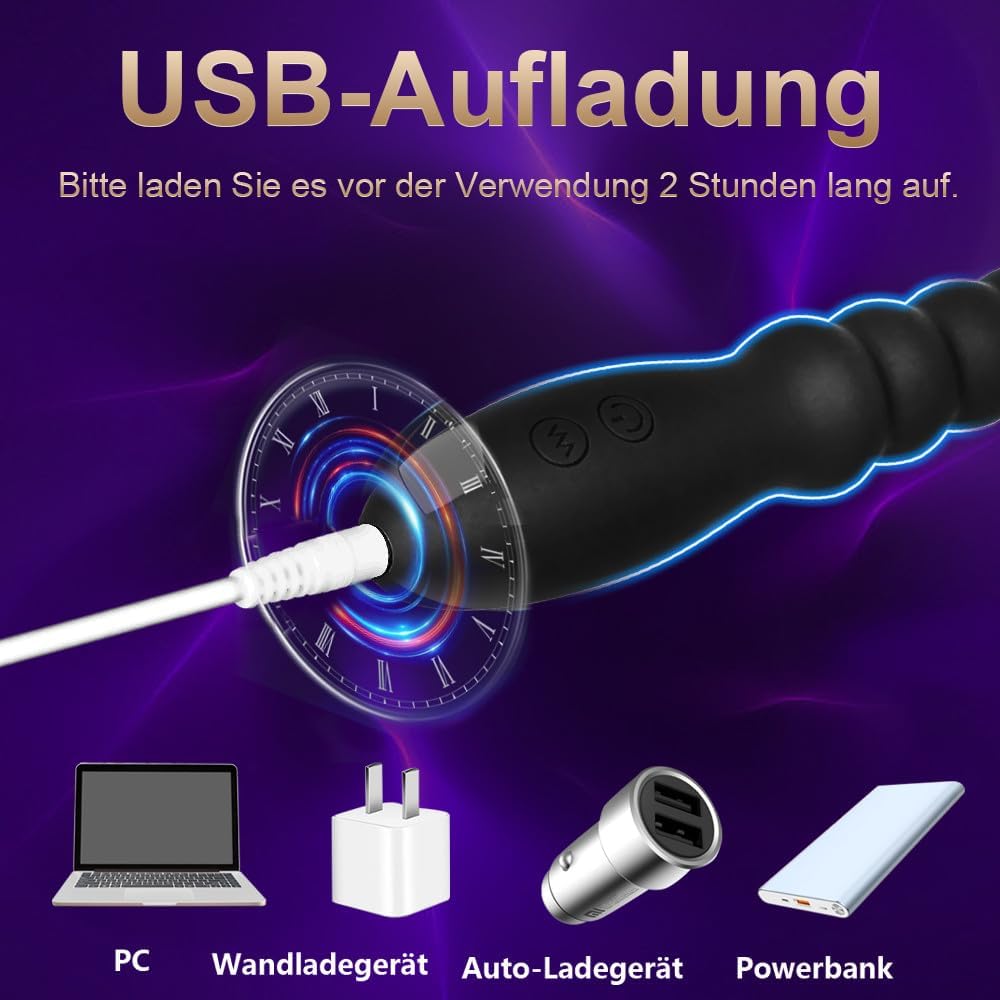 Vibrating Bead Toy for Men and Women, Couples, Rechargeable Vibrator, Waterproof G-Spot Stimulator, Male Prostate Massager, Gradient Silicone Dildo for Beginners – Bild 4
