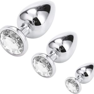 Anal Plug, Small, Medium Large Set, Metal White