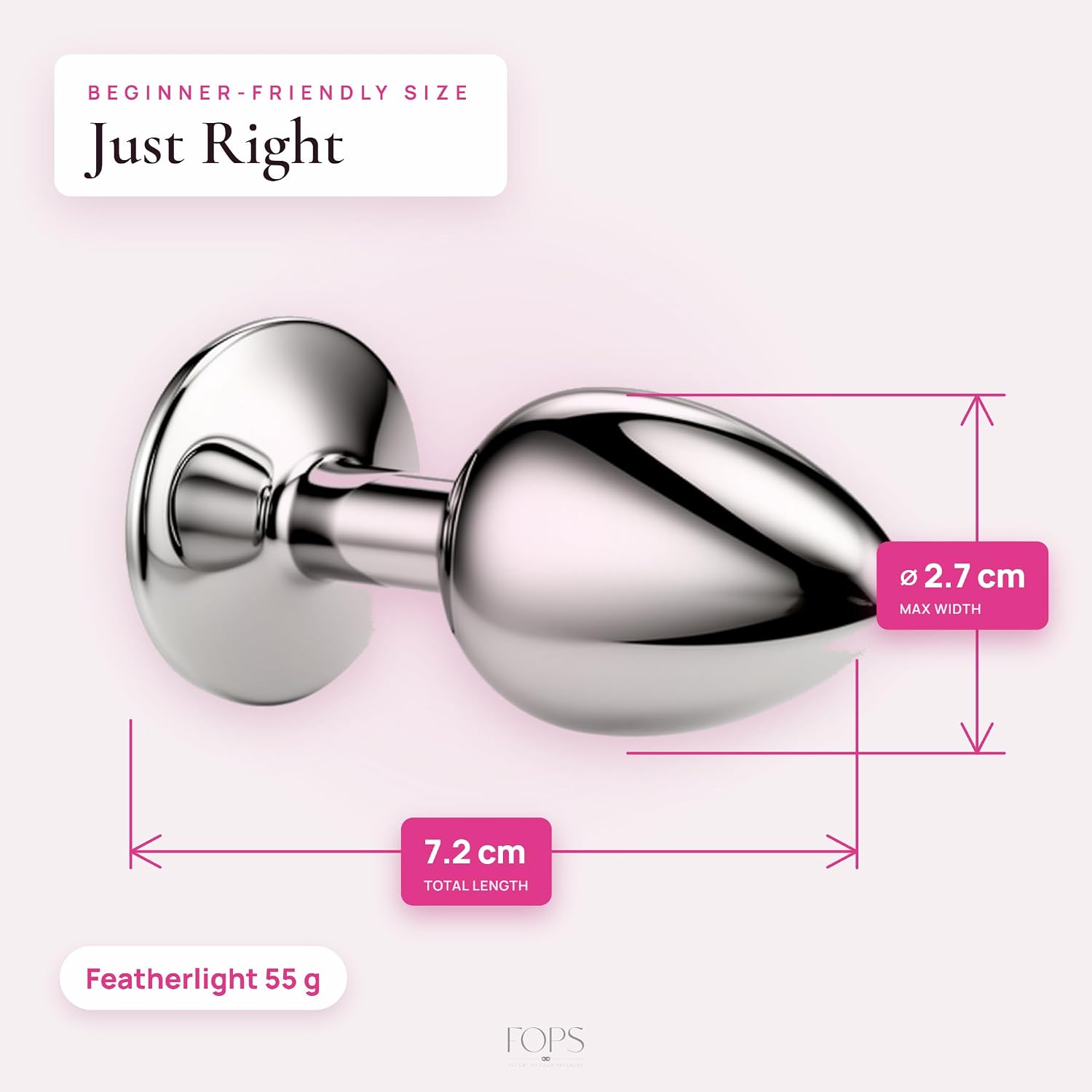 FOPS Plug for Women Stainless Steel Butt Plug with Pink Diamond 7.2 cm Length 2.7 cm Diameter Mini Plug for Beginners Plug for Women Men Sex Toy Metal Plugs with Crystal A20-1 – Bild 4