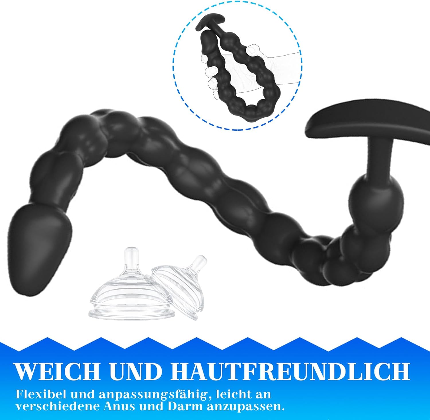 BDSMAGE Silicone Balls Butt Plug, Plug for Men and Women, Sex Toy Sex Toy, Extra Long Dildo, G-Spot Plugs, Plug Butt Plug, Anus Masturbator (L) – Bild 5