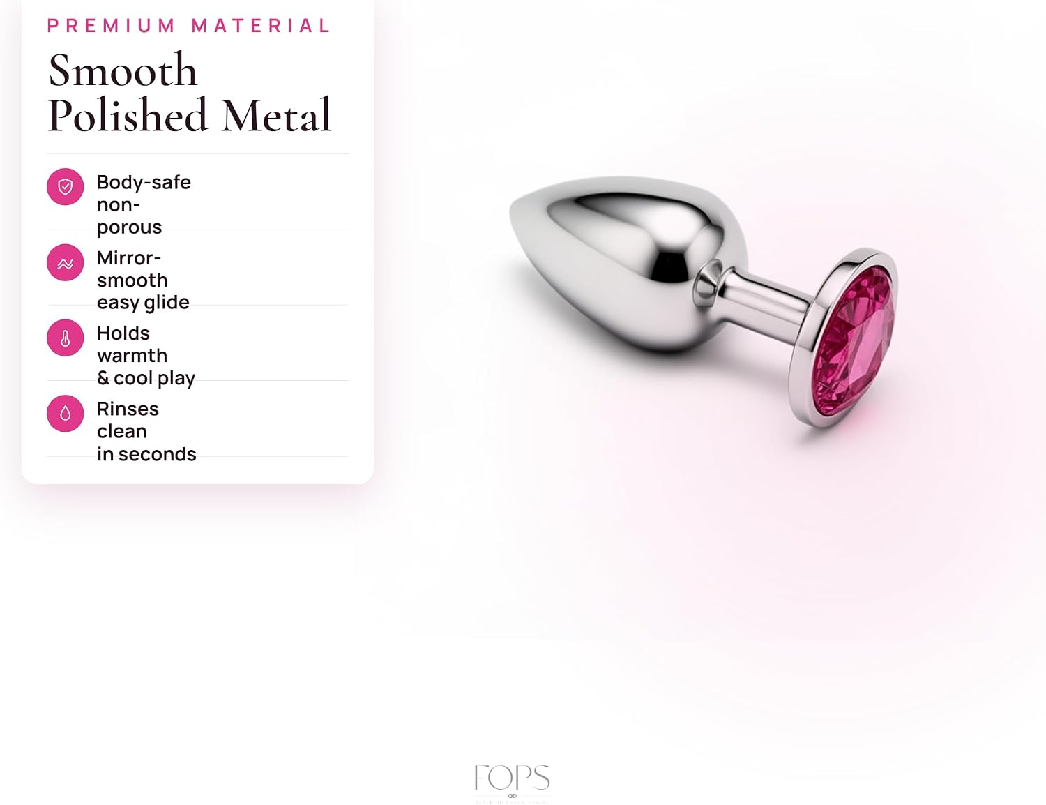 FOPS Plug for Women Stainless Steel Butt Plug with Pink Diamond 7.2 cm Length 2.7 cm Diameter Mini Plug for Beginners Plug for Women Men Sex Toy Metal Plugs with Crystal A20-1 – Bild 3
