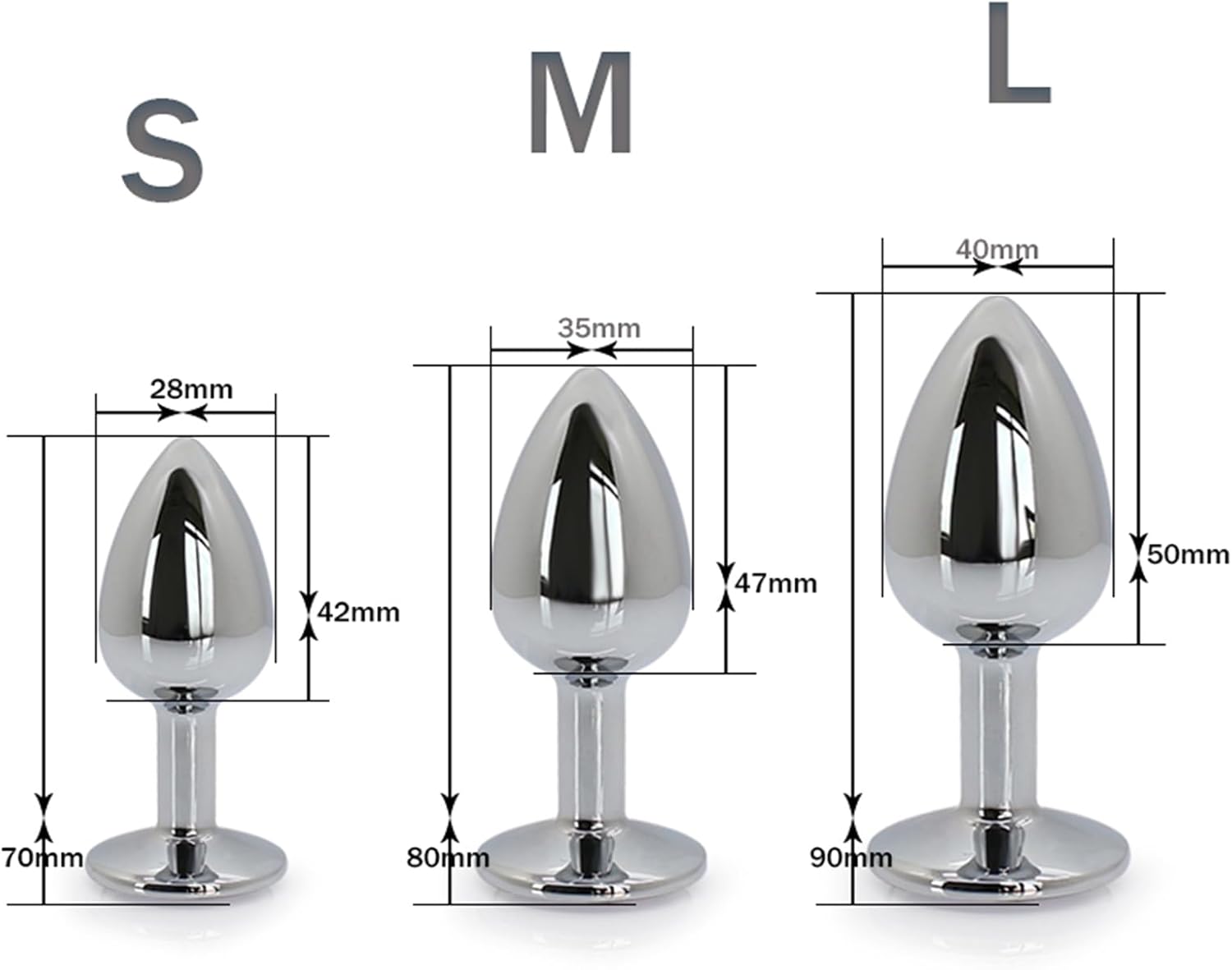 3 Pieces Small Medium Large Metal Plug Set with Crystal Diamond Sex Toy, Butt Plug for Women Men Couples Beginners for Women Men Plug Metal Set (Dark Purple) – Bild 2