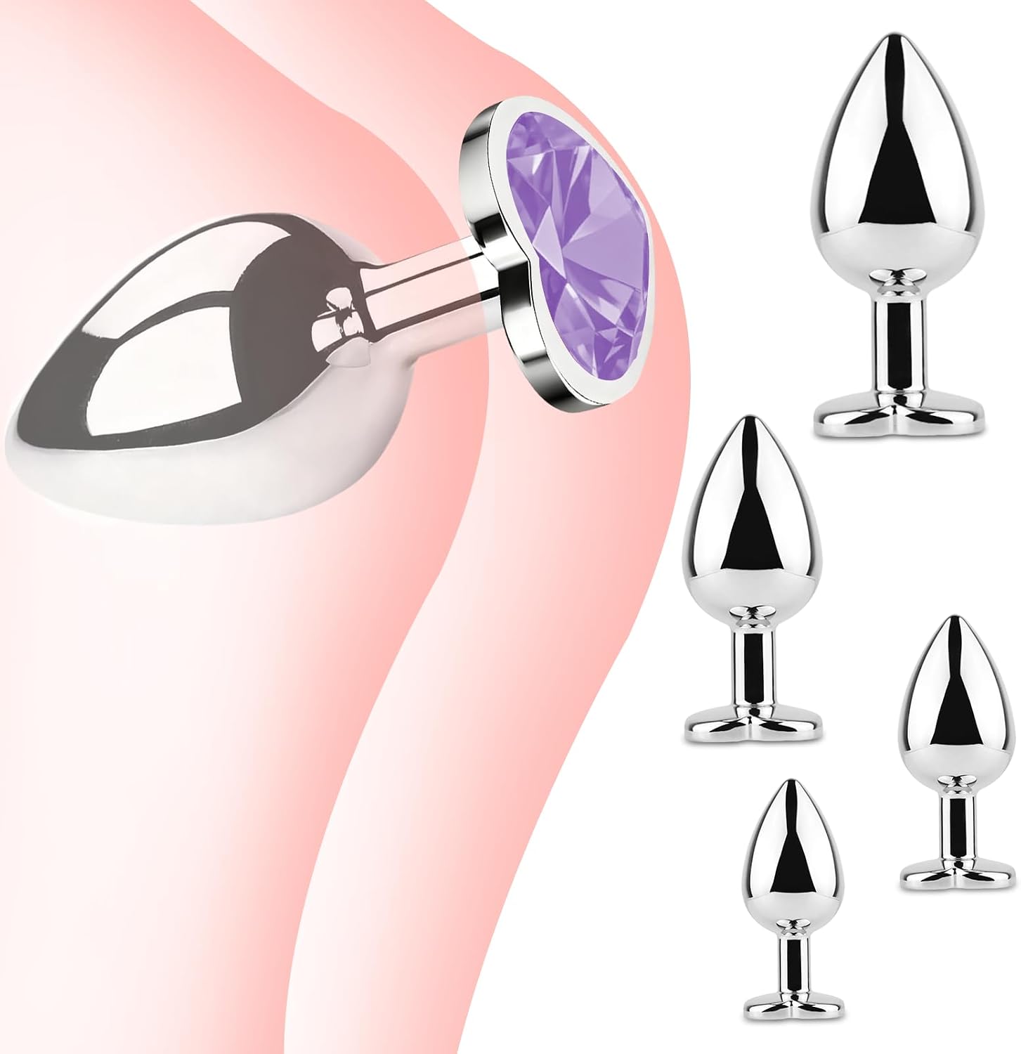3 Pieces Plug Butt Plug, 3 Sizes for Women, Couples, Men, Beginners (Light Purple) – Bild 5