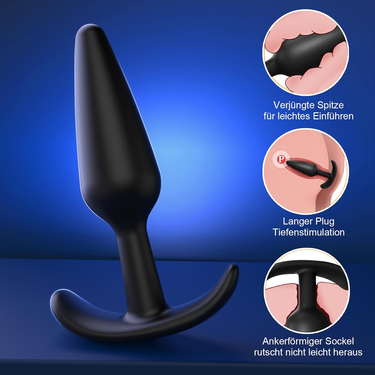 Dildos, Plug, for Men and Women, 4-Piece Plug Set, Butt Plug, Plugs with Shower, 3 Upgrade Sizes (M-XL) for Beginners to Professionals, Soft Silicone, Dildo Butt Plug Sex – Bild 5