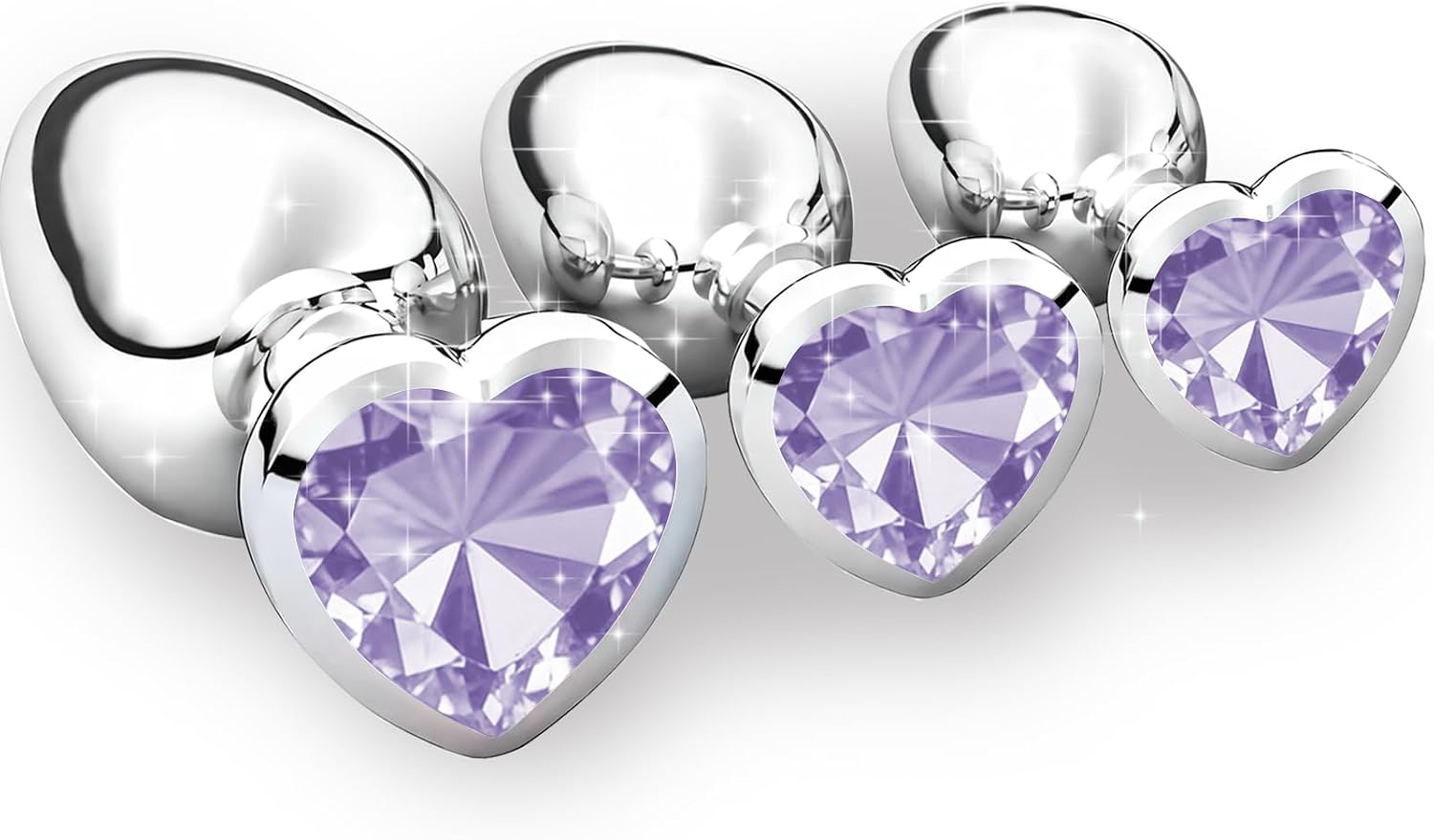3 Pieces Plug Butt Plug, 3 Sizes for Women, Couples, Men, Beginners (Light Purple)