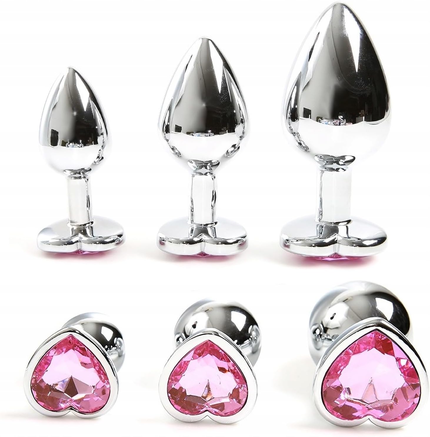 Metal Butt Plug, Plug, Set of 3, Butt Plug with Heart Shape Crystal Diamond, Large, Medium, Small Plug, Sex Toy, for Beginners for Women, Men, Couples – Bild 7