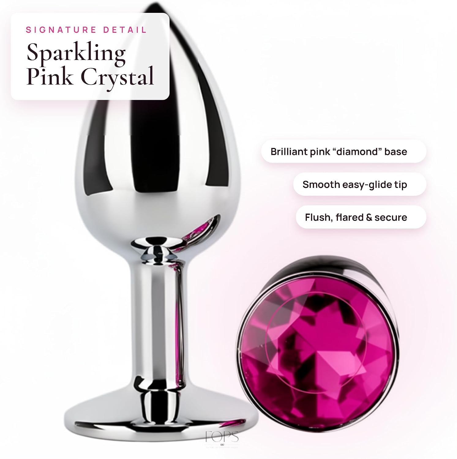 FOPS Plug for Women Stainless Steel Butt Plug with Pink Diamond 7.2 cm Length 2.7 cm Diameter Mini Plug for Beginners Plug for Women Men Sex Toy Metal Plugs with Crystal A20-1 – Bild 5