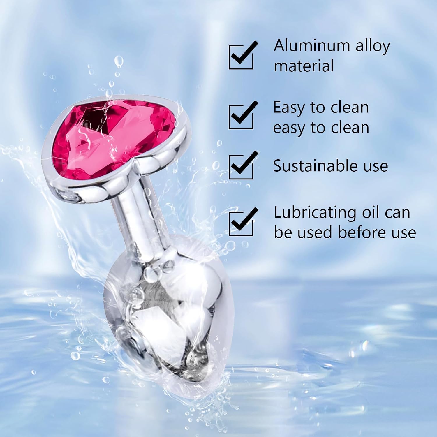 Metal Butt Plug, Plug, Set of 3, Butt Plug with Heart Shape Crystal Diamond, Large, Medium, Small Plug, Sex Toy, for Beginners for Women, Men, Couples – Bild 5