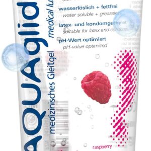 Joydivision AQUAglide Raspberry, 100 ml, Vegan, Water-Based Lubricant with Sensual Raspberry Fragrance, Crystal Clear Lubricant, Suitable for Latex Condoms, pH-Optimised