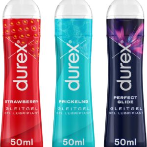 Durex Play Trial Pack with 3 Different Lubricants – Sweet Strawberry, Tingling, Perfect Glide (3 x 50 ml)