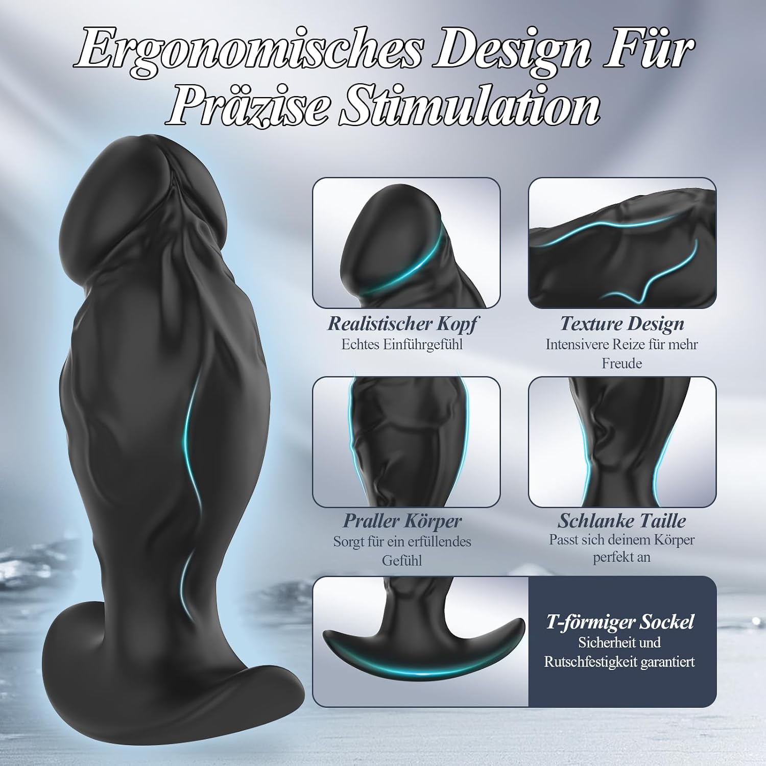 Realistic Dildo Plug Set, Silicone, Pack of 3 – Bild 2