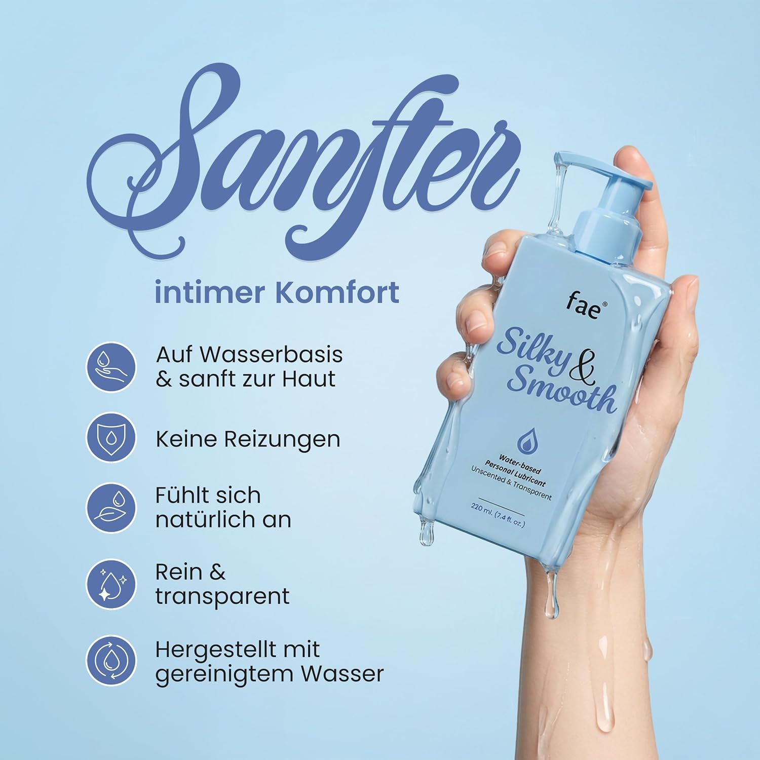 Fae Water-Based Lubricant for Women - 220 ml, Sensitive Lubricant, Gentle Intimate Gel for the Intimate Area, pH Skin Neutral, Paraben-Free – Bild 2