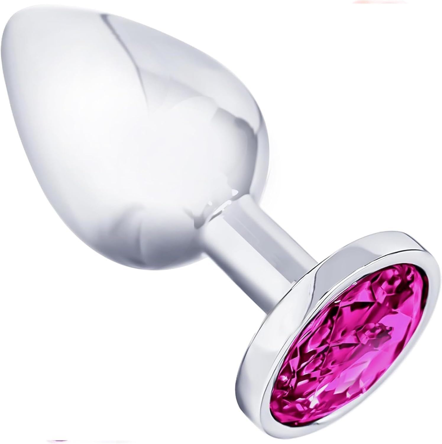 FOPS Plug for Women Stainless Steel Butt Plug with Pink Diamond 7.2 cm Length 2.7 cm Diameter Mini Plug for Beginners Plug for Women Men Sex Toy Metal Plugs with Crystal A20-1