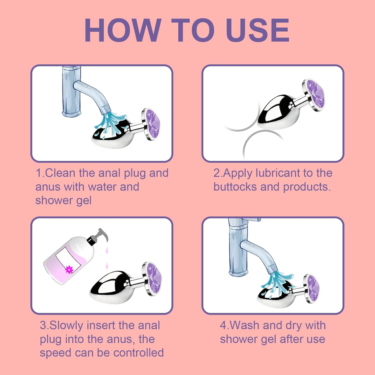 3 Pieces Plug Butt Plug, 3 Sizes for Women, Couples, Men, Beginners (Light Purple) – Bild 6