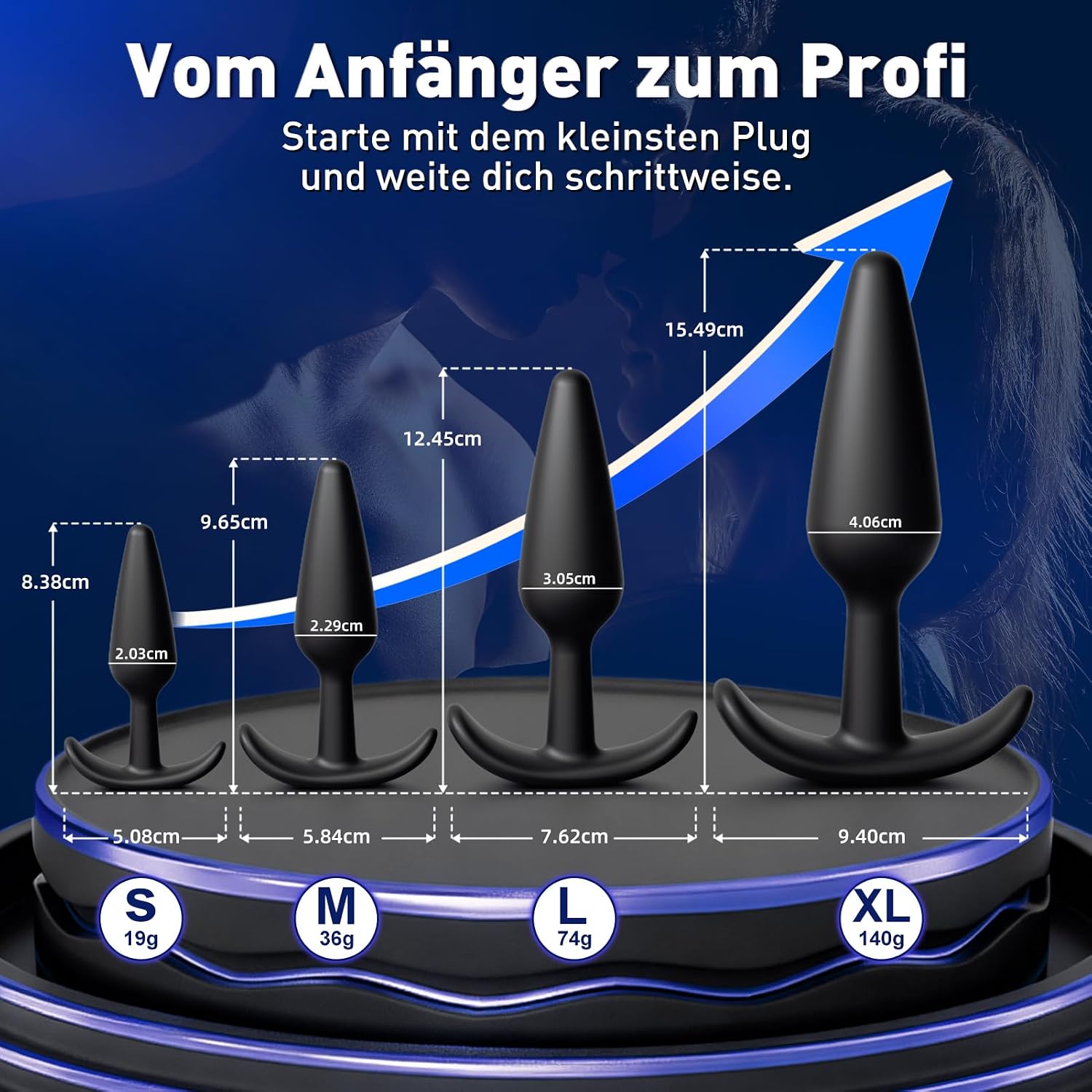 Dildos, Plug, for Men and Women, 4-Piece Plug Set, Butt Plug, Plugs with Shower, 3 Upgrade Sizes (M-XL) for Beginners to Professionals, Soft Silicone, Dildo Butt Plug Sex – Bild 2