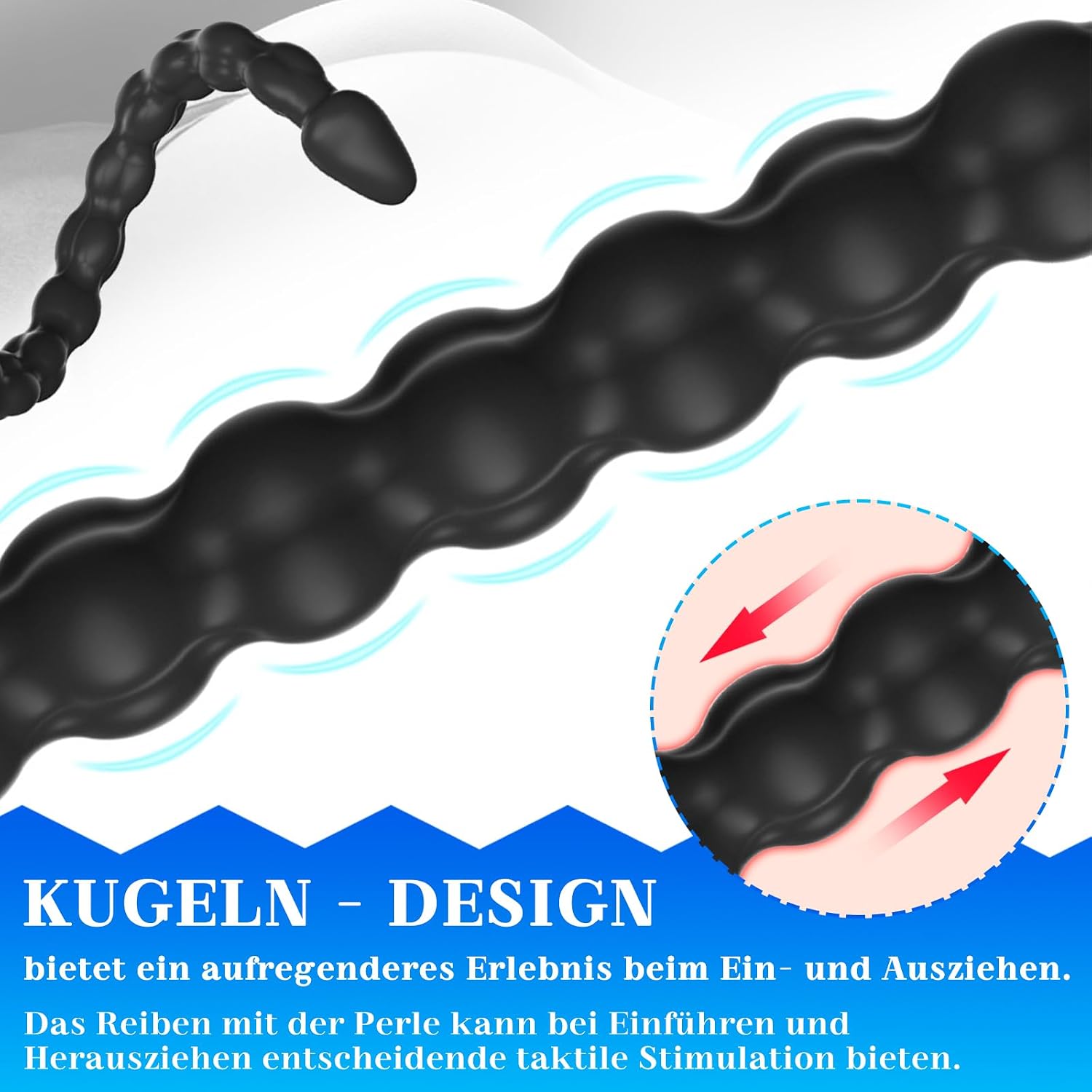 BDSMAGE Silicone Balls Butt Plug, Plug for Men and Women, Sex Toy Sex Toy, Extra Long Dildo, G-Spot Plugs, Plug Butt Plug, Anus Masturbator (L) – Bild 3