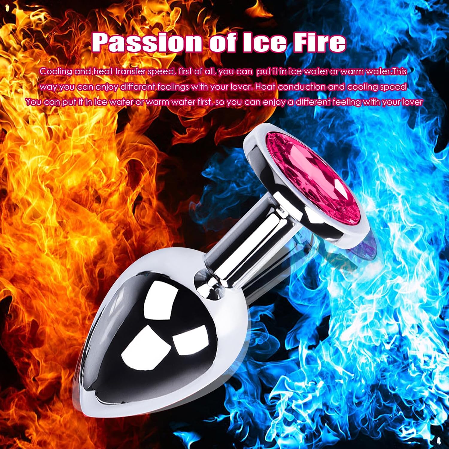 3 Pieces Small Medium Large Metal Plug Set with Crystal Diamond Sex Toy, Butt Plug for Women Men Couples Beginners for Women Men Plug Metal Set (Dark Purple) – Bild 5