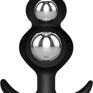11cm Silicone Double Ball Butt Plug with Metal Balls