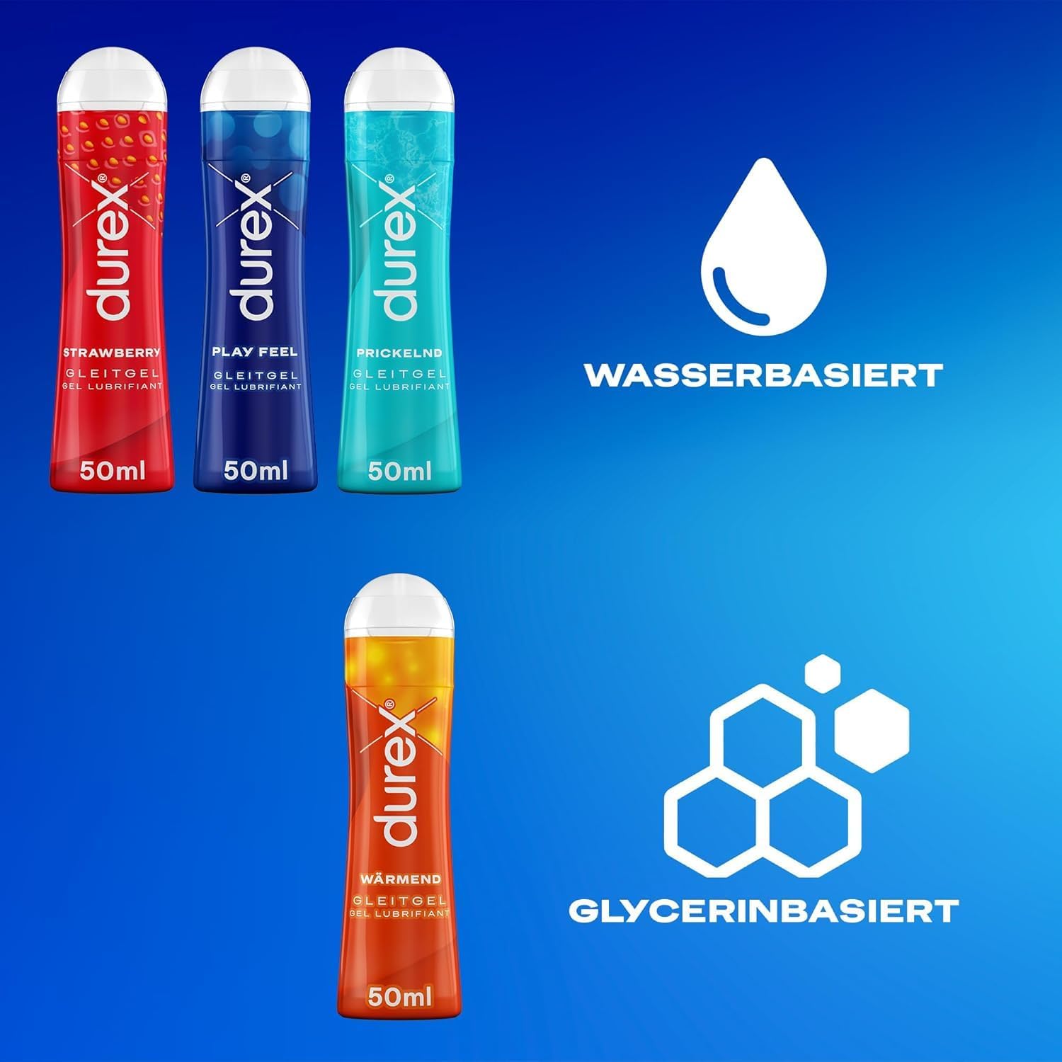 Durex Play Lubricant Durex Play Lubricant Versatile Mix Pack for Women and Men - Set with Water-Based Lubricant for Sex, Condom Suitable 200 ml (4 x 50 ml) – Bild 4