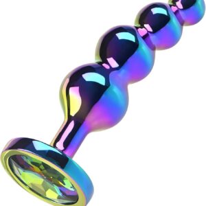 Roluck Plug Beginner Woman Small Metal Butt Plug Trainer Luxury Colourful Jewel Sex Toy for Women Men Couples (L)