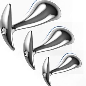Yivans Plug Set (Diameter 24 mm, Diameter 29 mm, Diameter 36 mm), Metal Plugs Fetish Masturbation Sex Toy Bondage Beginners Butt Plug with Transparent Acrylic Rhinestones Sex Toy for Couples Women Men