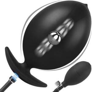Steel Balls Inflatable Plug with Magnetic Closure System for Air Pump, Adjustable Giant Dildo Butt Plug, Removable, Plug, Expander, SM Sex Toy for Couples, Women, Men, Extreme