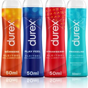 Durex Play Lubricant Durex Play Lubricant Versatile Mix Pack for Women and Men – Set with Water-Based Lubricant for Sex, Condom Suitable 200 ml (4 x 50 ml)