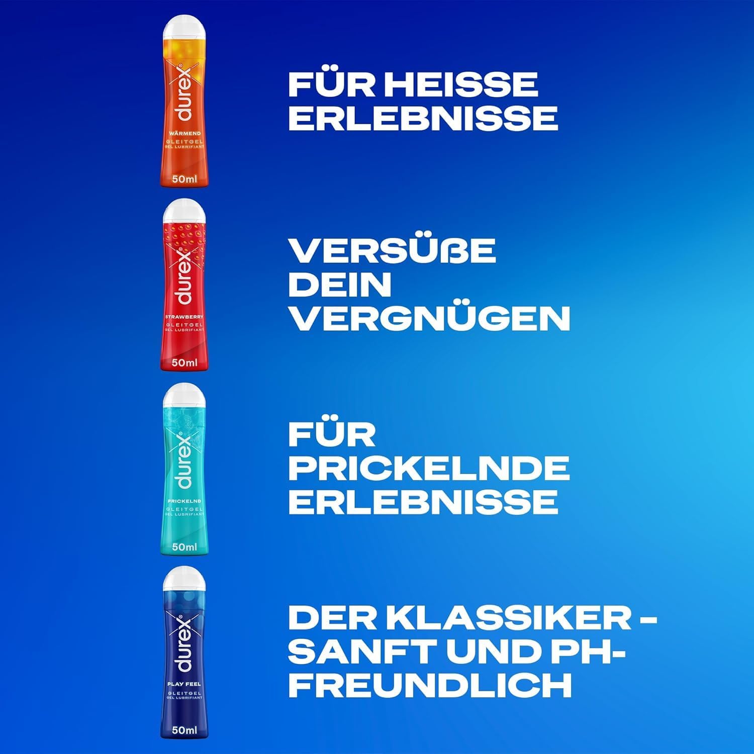 Durex Play Lubricant Durex Play Lubricant Versatile Mix Pack for Women and Men - Set with Water-Based Lubricant for Sex, Condom Suitable 200 ml (4 x 50 ml) – Bild 2