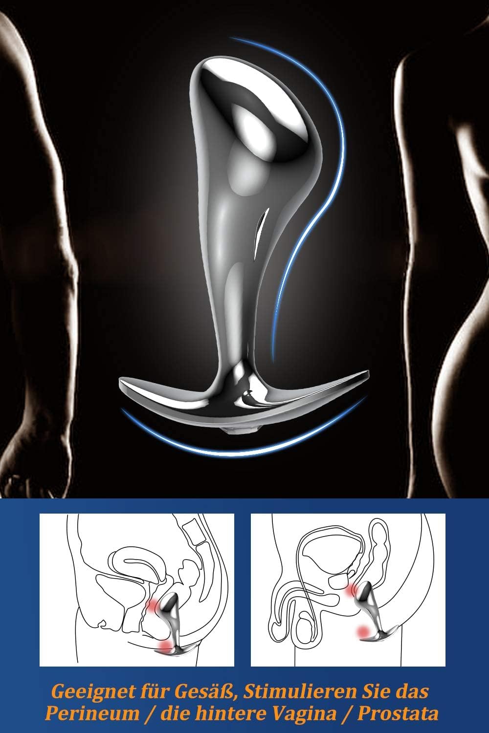 Yivans Plug Set (Diameter 24 mm, Diameter 29 mm, Diameter 36 mm), Metal Plugs Fetish Masturbation Sex Toy Bondage Beginners Butt Plug with Transparent Acrylic Rhinestones Sex Toy for Couples Women Men – Bild 5