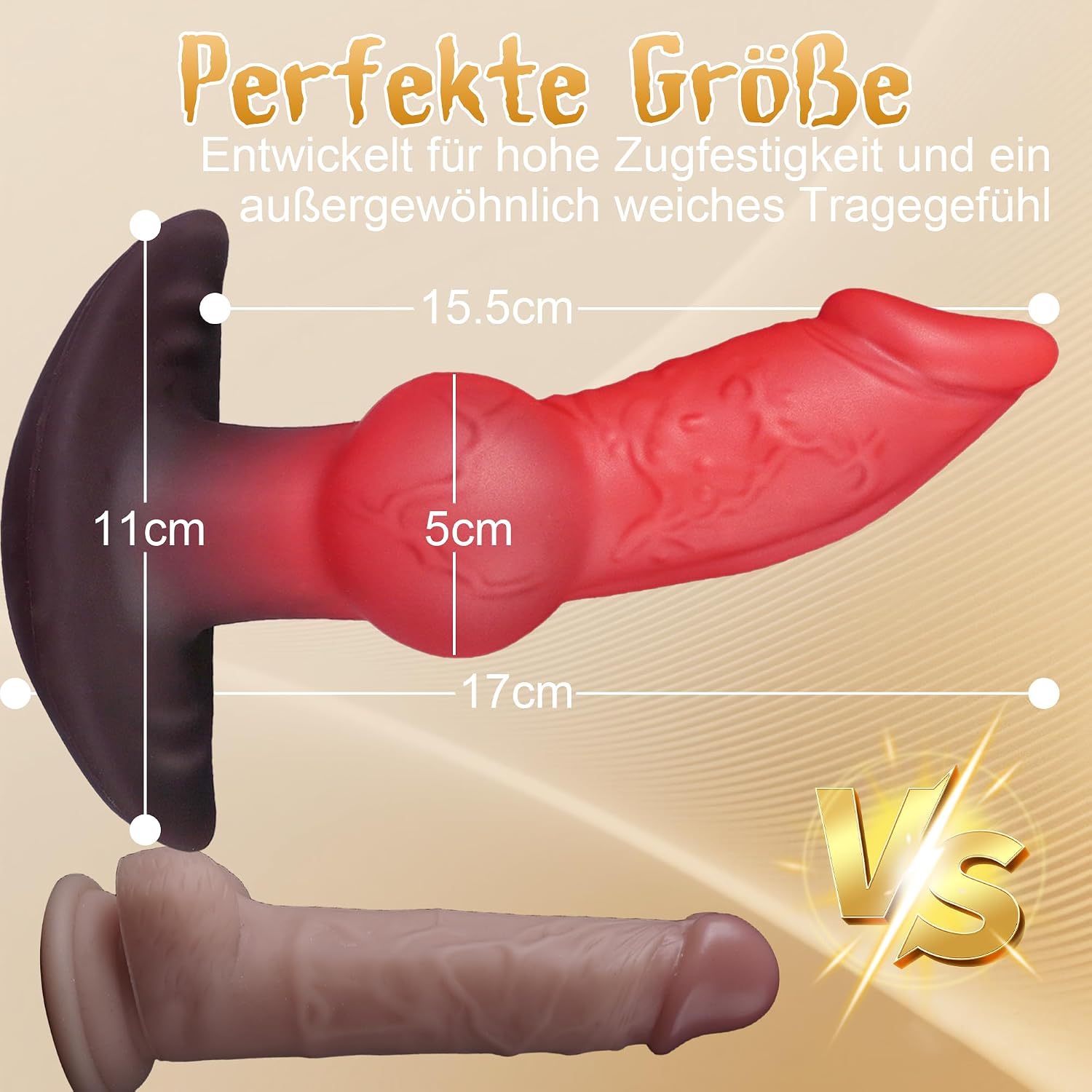Plug for Women, 17 cm Realistic Plug with Knot, Silicone Plug, Discreet Portable Butt Plug for Beginners, Sex Toy for Men, Women, Couples, Gay, Ideal for Wearing – Bild 5