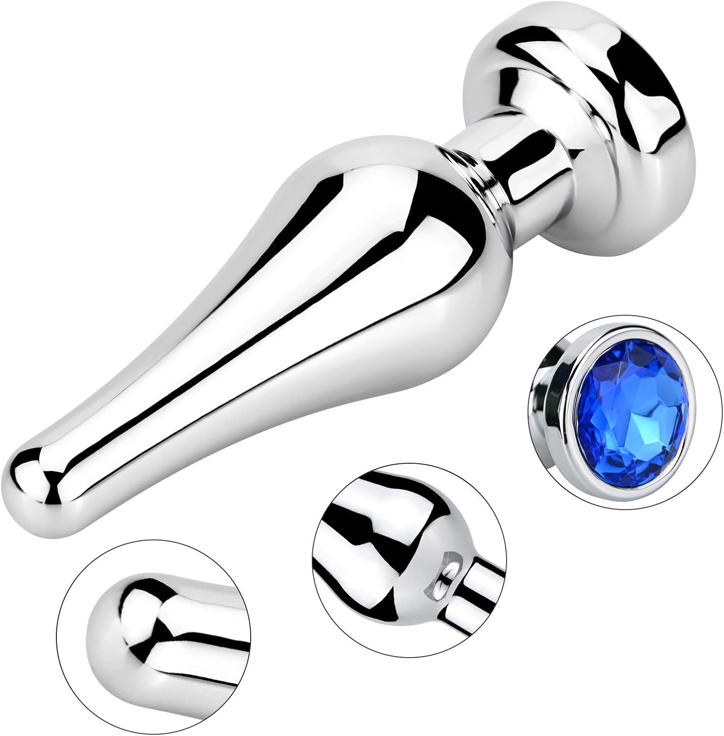 Roluck Plug with Thrust Set Small Medium Large Metal Butt Plug Kit with Wonderful Colours Diamond Fetish (Blue, S) – Bild 2
