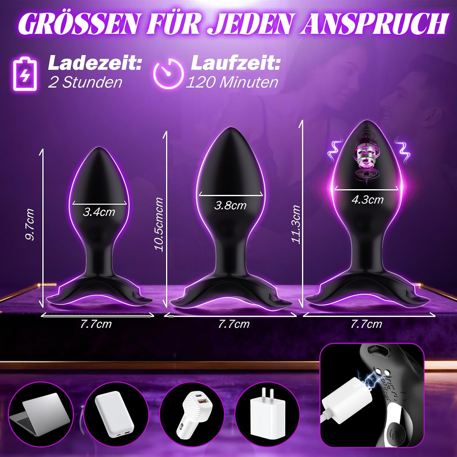 Portable Plugs Set of 4 Vibrators for Men with App 10 Vibration Modes – Bild 7