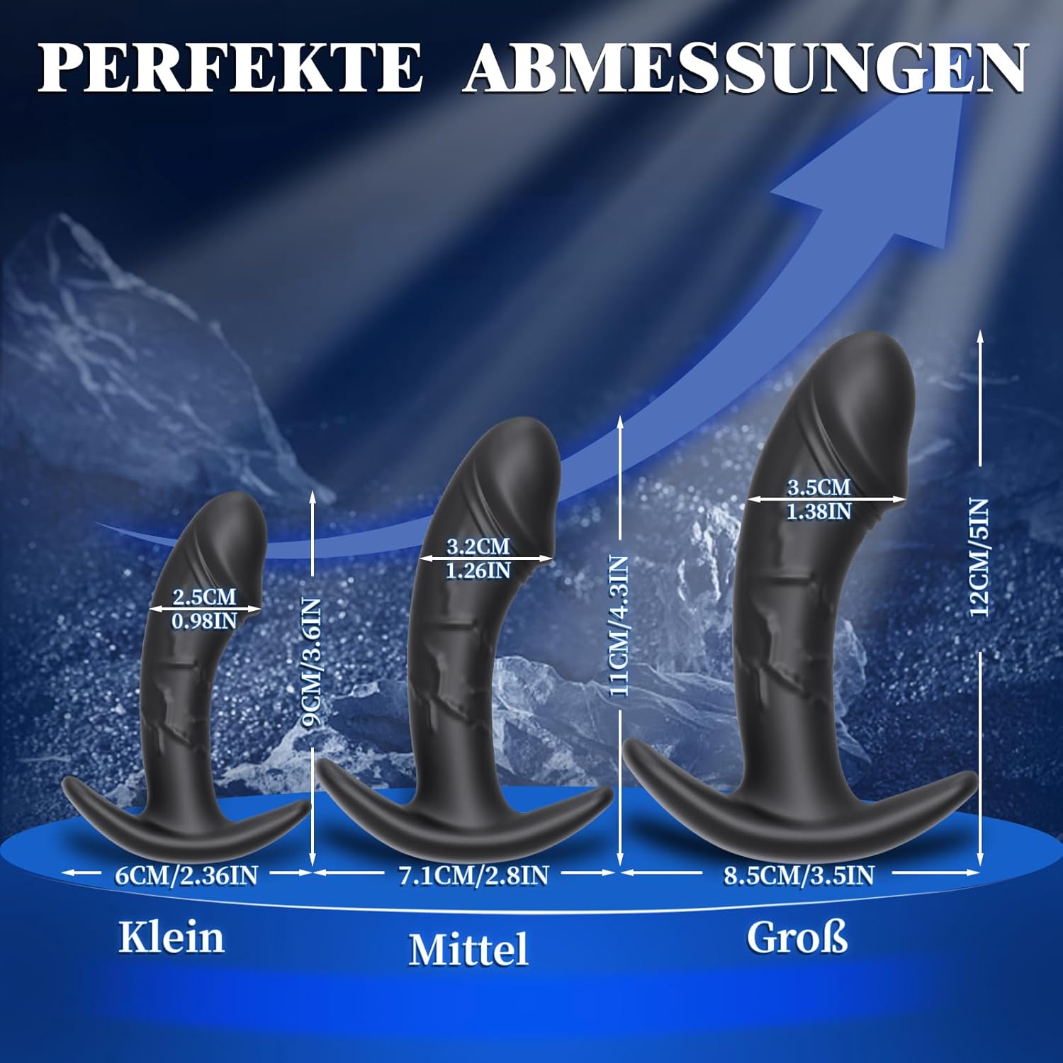 Pack of 3 Plugs for Women Men, Plug Dildo Sex Toy for Women Men, T-Base Silicone Butt Plug Plugs Set Sex Toy Sex Toys Three Small Medium Large Butt Plug for Beginners / Professionals – Bild 5