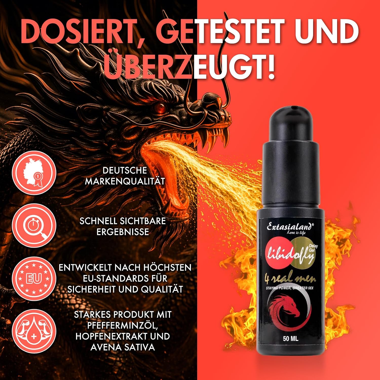 Libidofly Delay Gel 50 ml potency means for delaying the orgasm - for long and hard erection for longer sex - by Extasialand – Bild 6