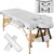 tectake Massageliege 2 Zonen, Massageliege klappbar, Massagetisch mit 7,5cm Polsterung, Mobile Massageliege, Kopf- und Armstütze, Massagebank mit Holzfüßen, 2 Lagerrungsrollen, Tragetasche – weiß
