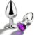 2 Pieces Plug Kit, Butt Plug with Crystal Diamond, High-Quality Metal Plug, Heart-Shaped Plug, Sex Toy for Women Men, Easy to Clean (Dark Purple)