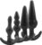 FOPS A49 Plug Set for Women, 4 Pieces (9 cm, 9.5 cm, 11 cm, 12.5 cm) in Black Colour, Sex Toy for Couples, Butt Plug, Beginners, Set, Chain for Women, Chain Toy Plug