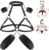 BDSM Bondageset Brustfesseln Sexspielzeug für Paare Extrem Sex Leder Hals- bis Oberschenkel-Brustfesseln Geschirr mit Handschellen, Brustfesseln für Frau Harness Damen Sexy Dessous (Schwarz)
