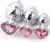 Metal Butt Plug, Plug, Set of 3, Butt Plug with Heart Shape Crystal Diamond, Large, Medium, Small Plug, Sex Toy, for Beginners for Women, Men, Couples